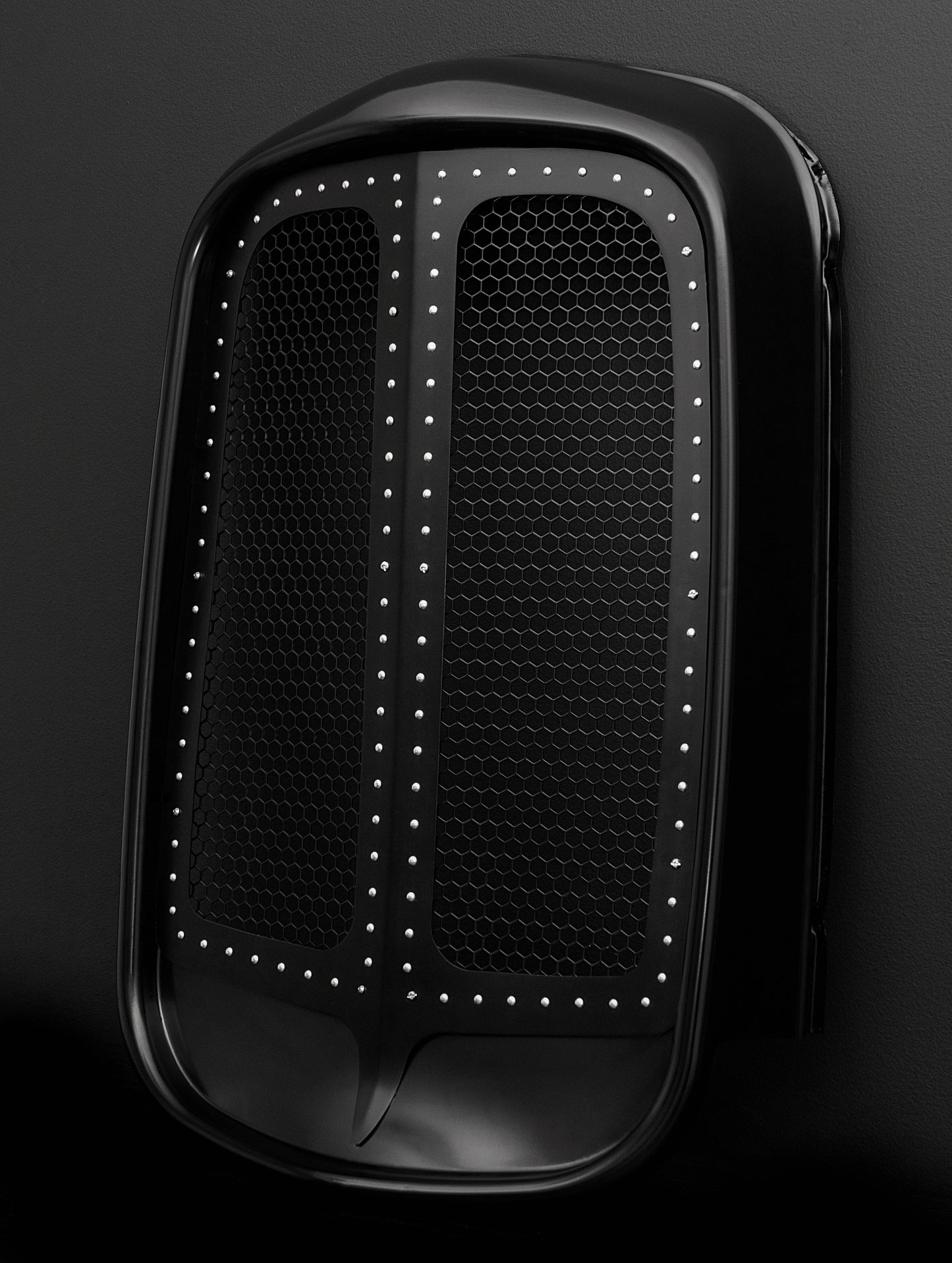 1932 Ford (Shorty) Black Grille Shell Frame + Black Hex Mesh + Silver Rivets