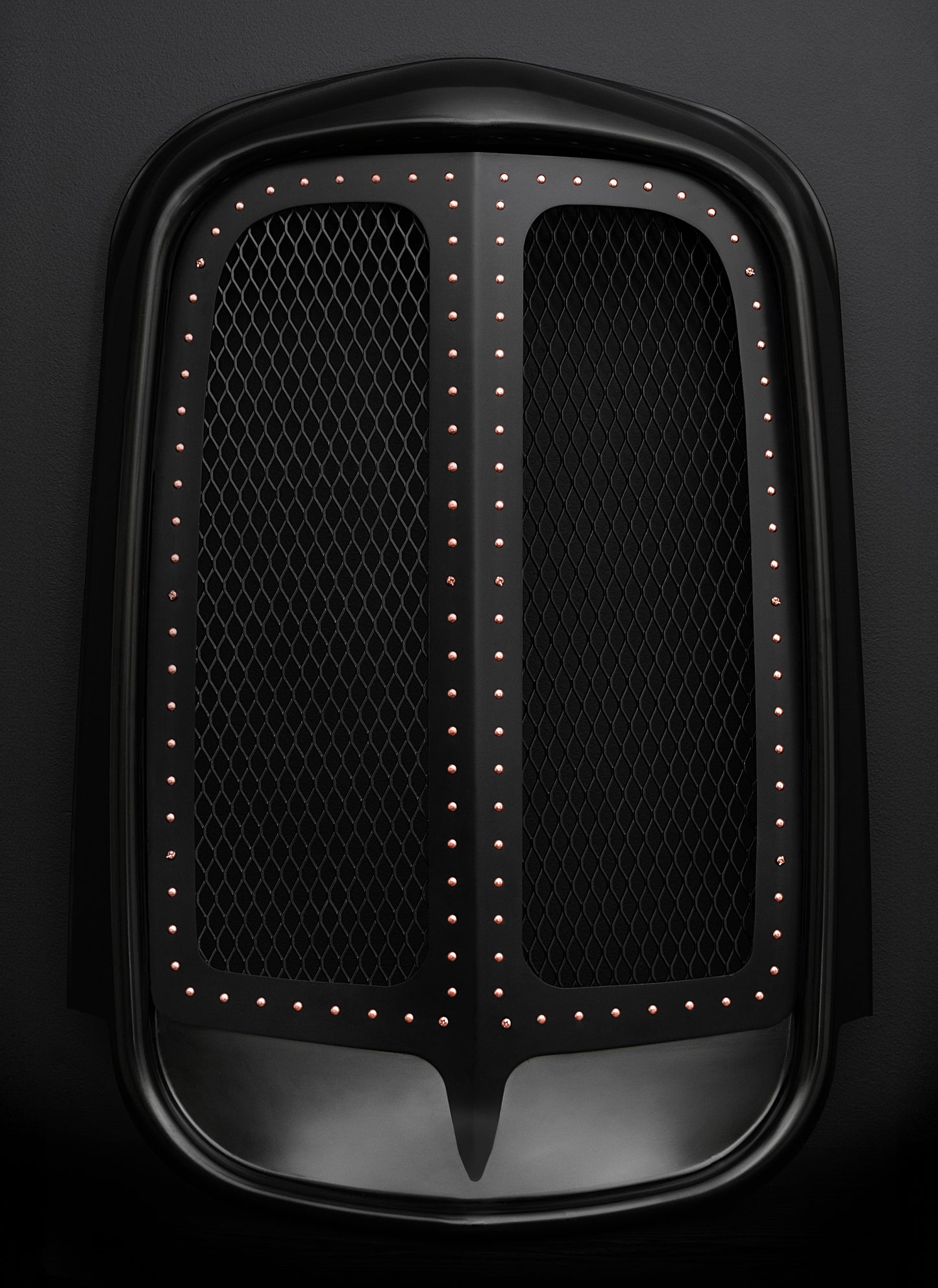 1932 Ford (Shorty) Black Grille Shell Frame + Black Diamond Mesh + Copper Rivets