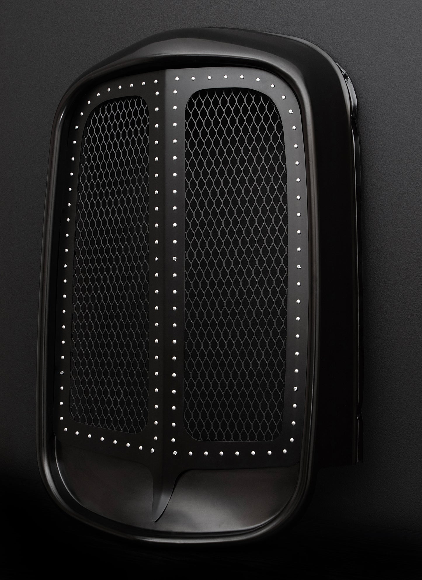 1932 Ford (Shorty) Black Grille Shell Frame + Black Diamond Mesh + Silver Rivets