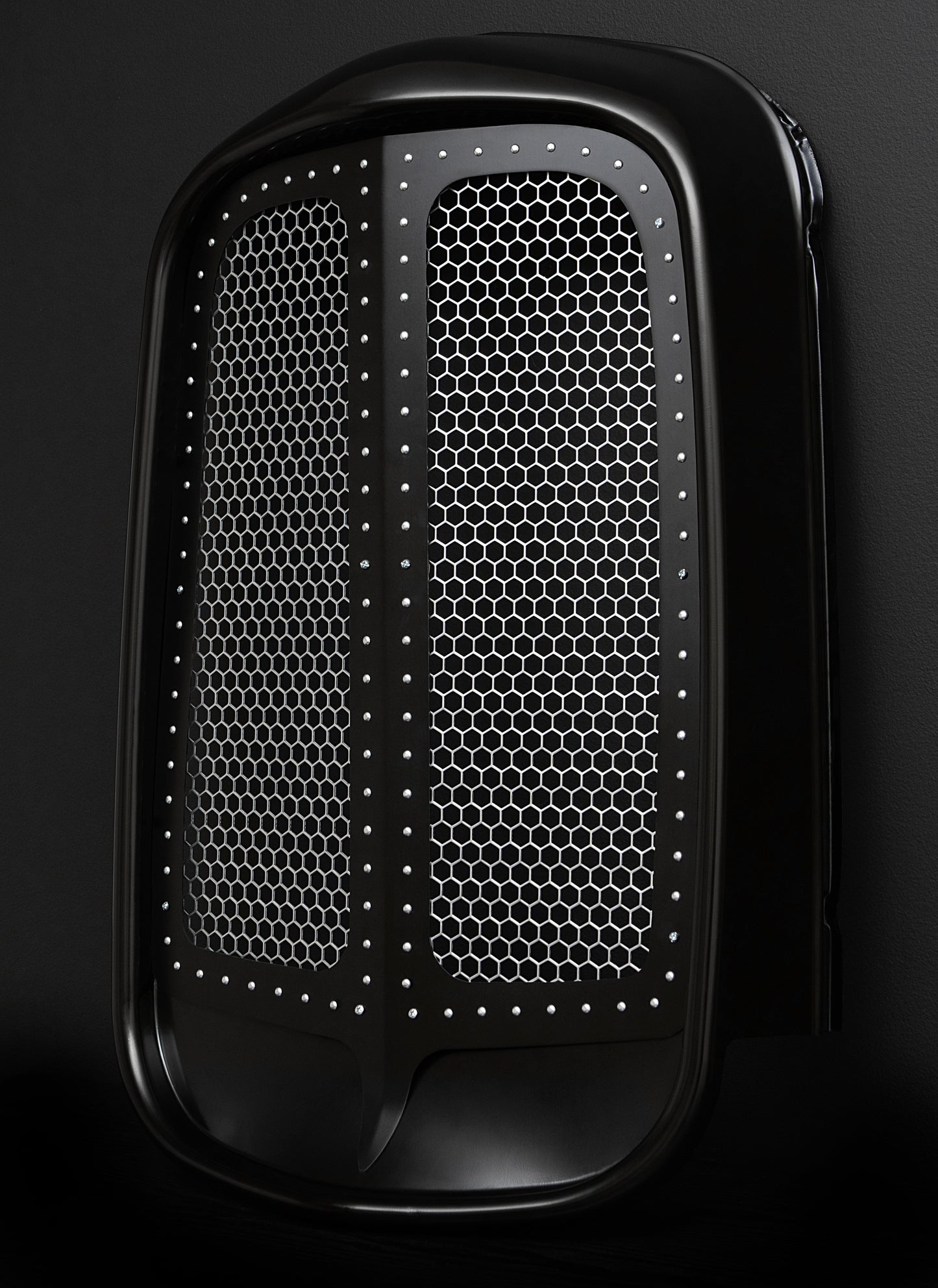 1932 Ford (Shorty) Black Grille Shell Frame + Silver Hex Mesh + Silver Rivets