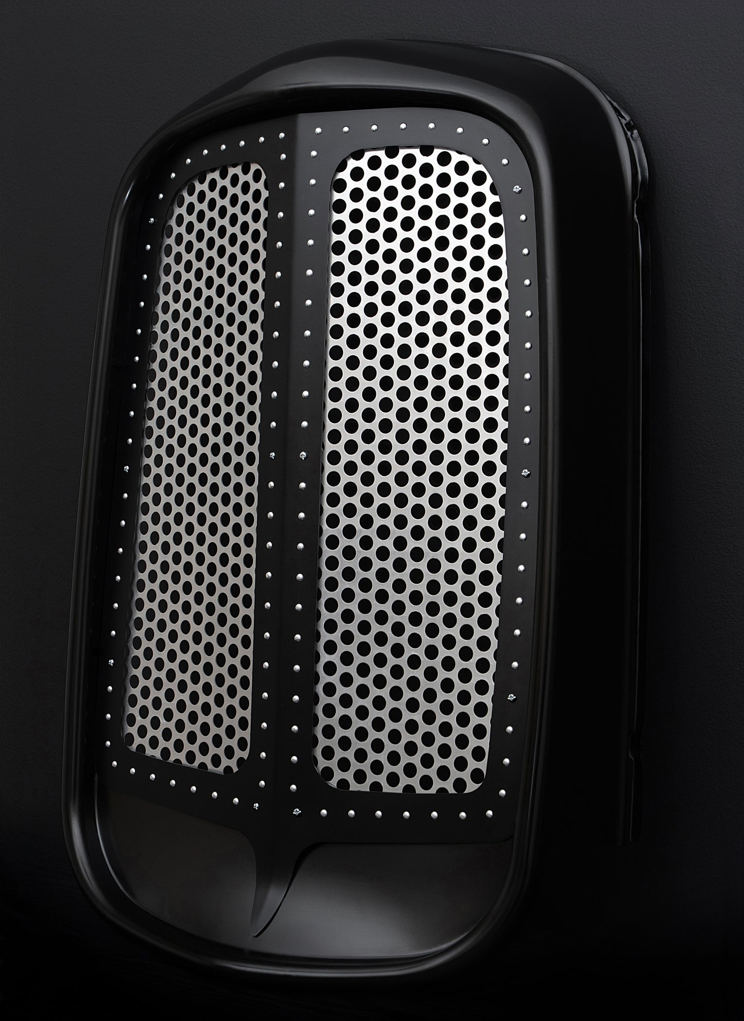 1932 Ford (Shorty) Black Grille Shell Frame + Silver Circle Mesh + Silver Rivets