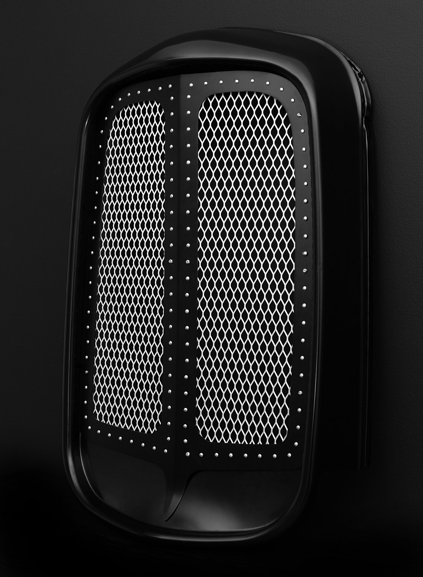 1932 Ford (Shorty) Black Grille Shell Frames + Silver Diamond Mesh + Silver Rivets