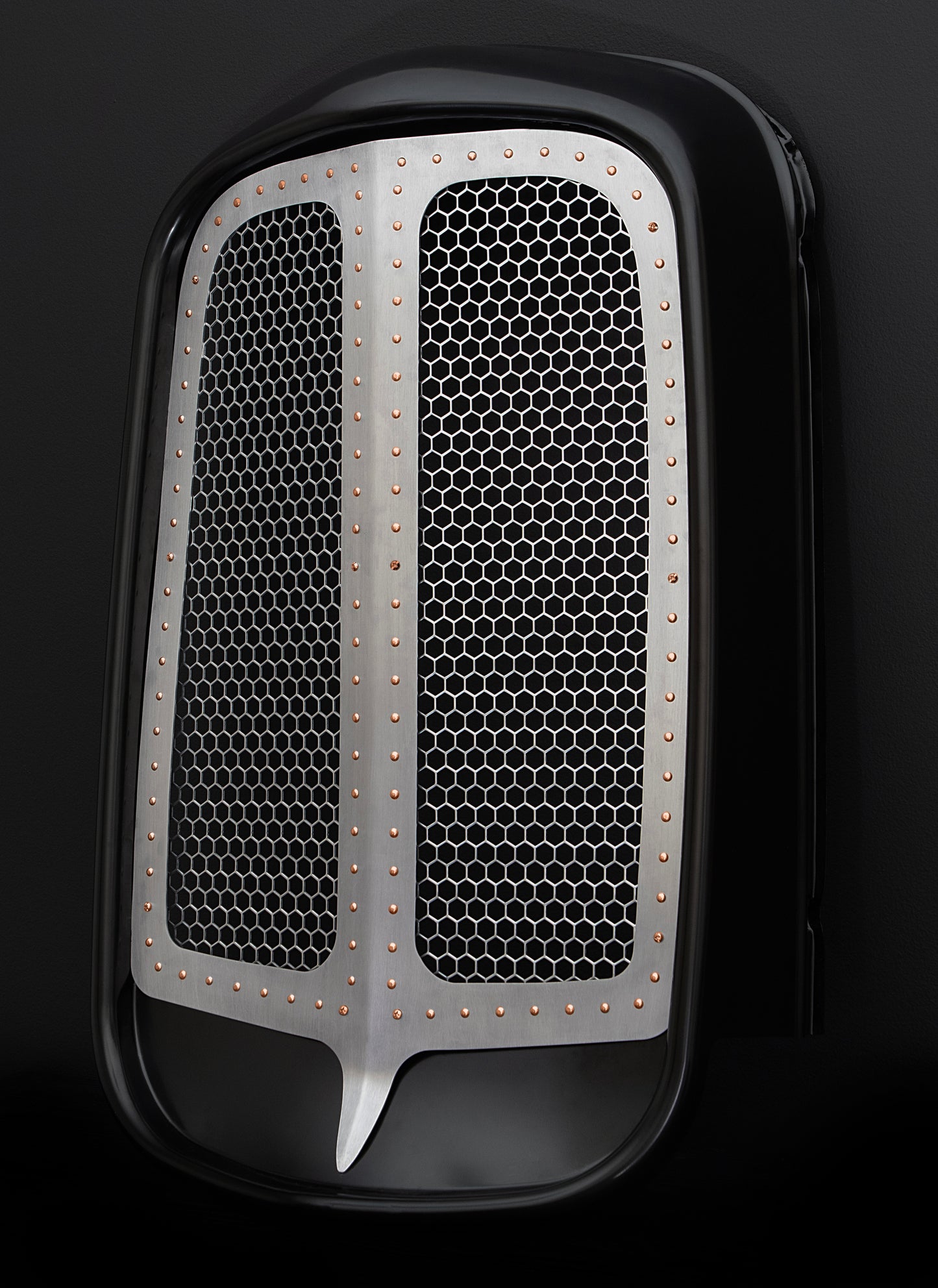 1932 Ford (Shorty) Silver Grille Shell Frame + Silver Hex Mesh + Copper Rivets