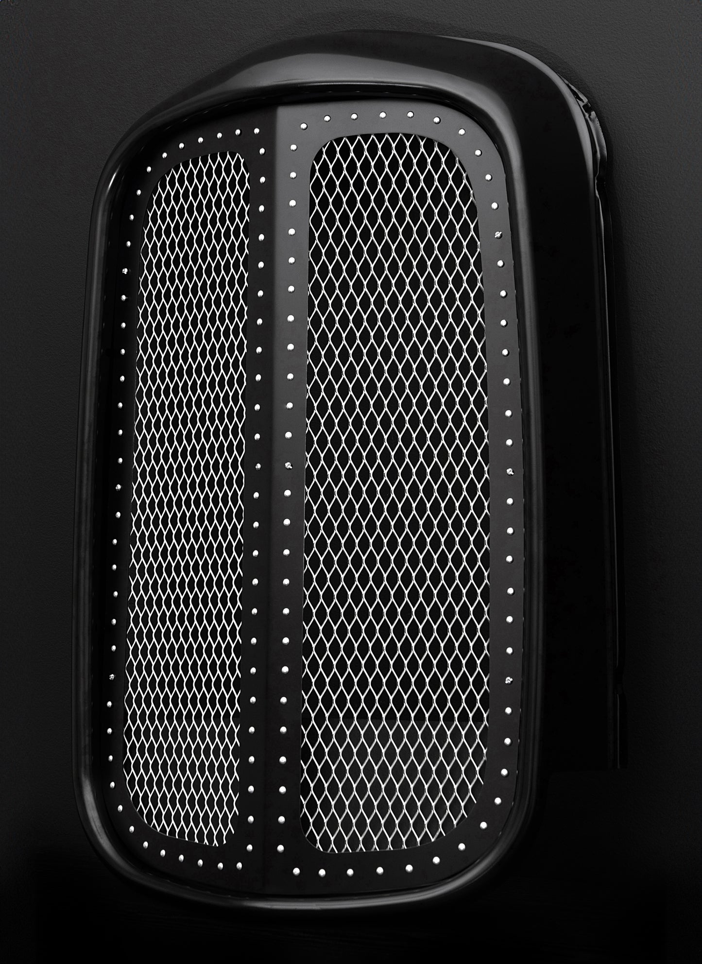 1932 Ford Black Grille Shell Frame + Silver Diamond Mesh + Silver Rivets