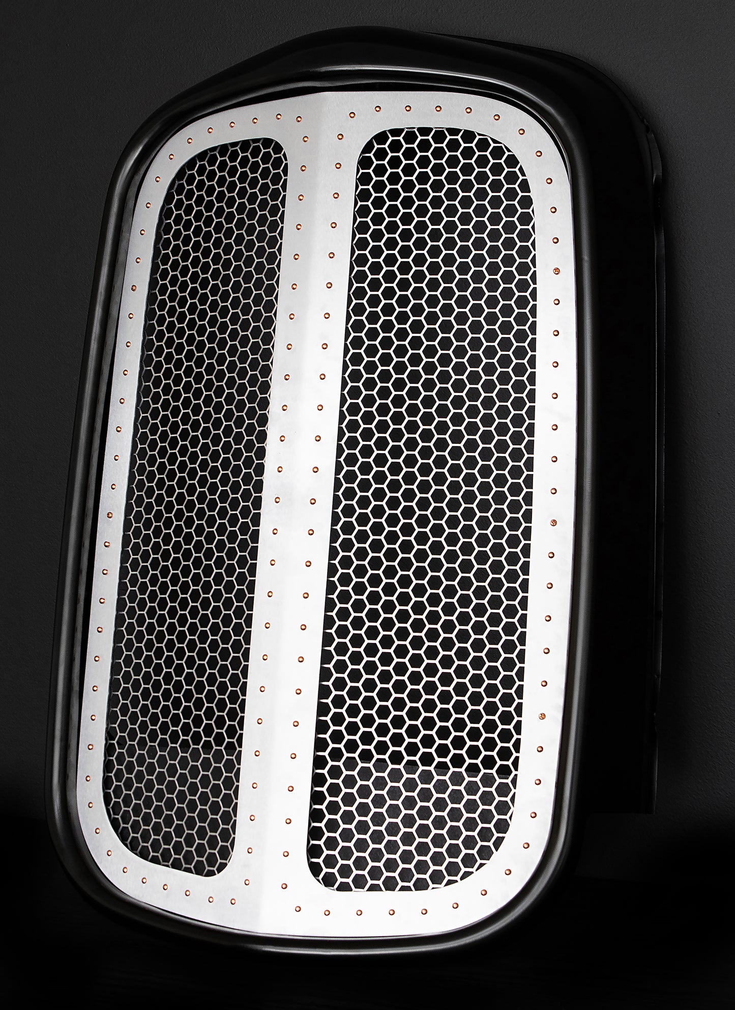 1932 Ford Silver Grille Shell Frame + Silver Hex Mesh + Copper Rivets