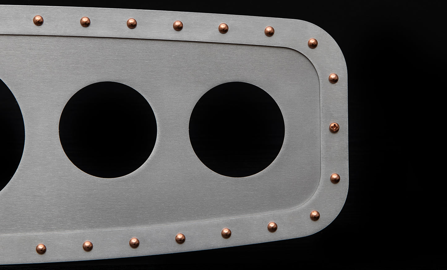 Aviation 5 Gauge Dash Insert + Silver Frame + Copper Rivets