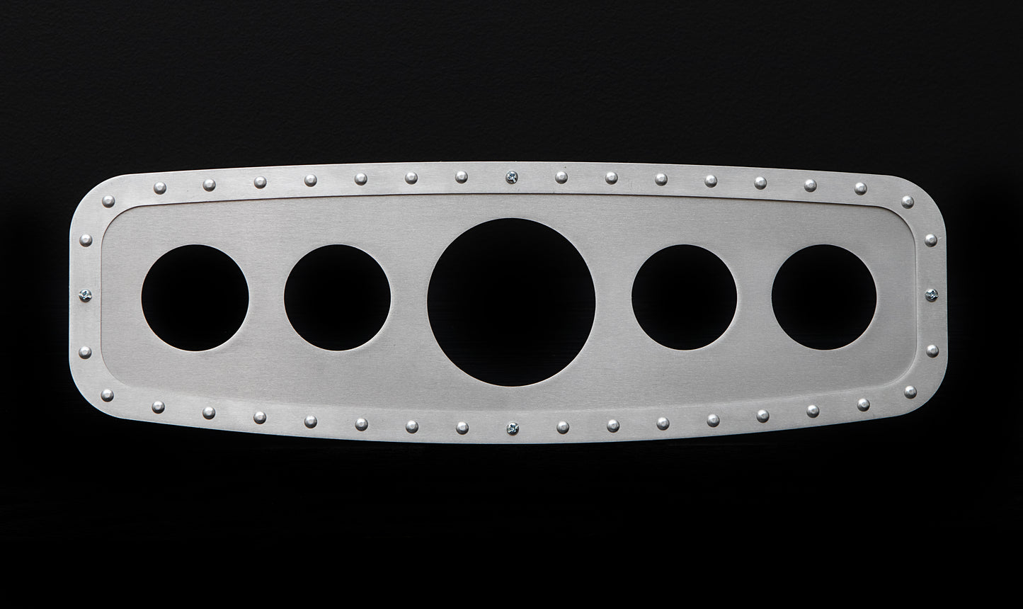 Aviation 5 Gauge Dash Insert + Silver Frame + Silver Rivets