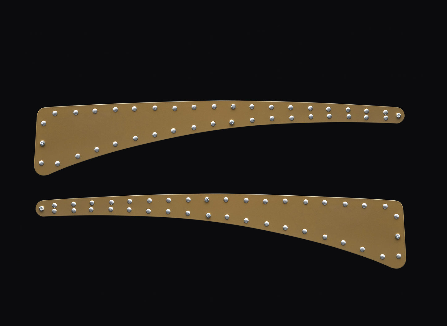 1930-1931 Ford Model A Aluminum Dash Rail Inlays - Brass w/ Aviation Rivets