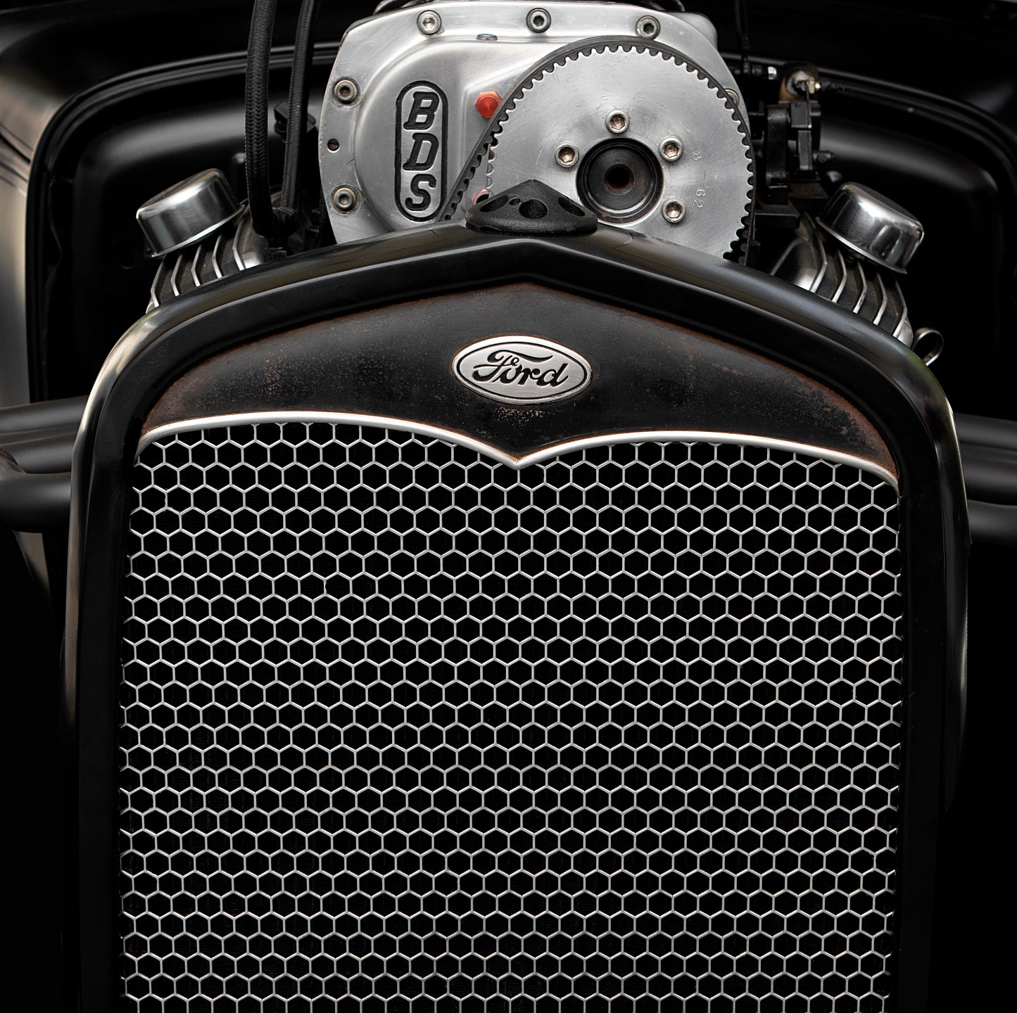 1930-1931 Ford Model A Aluminum Grille Insert - Hexagon Mesh