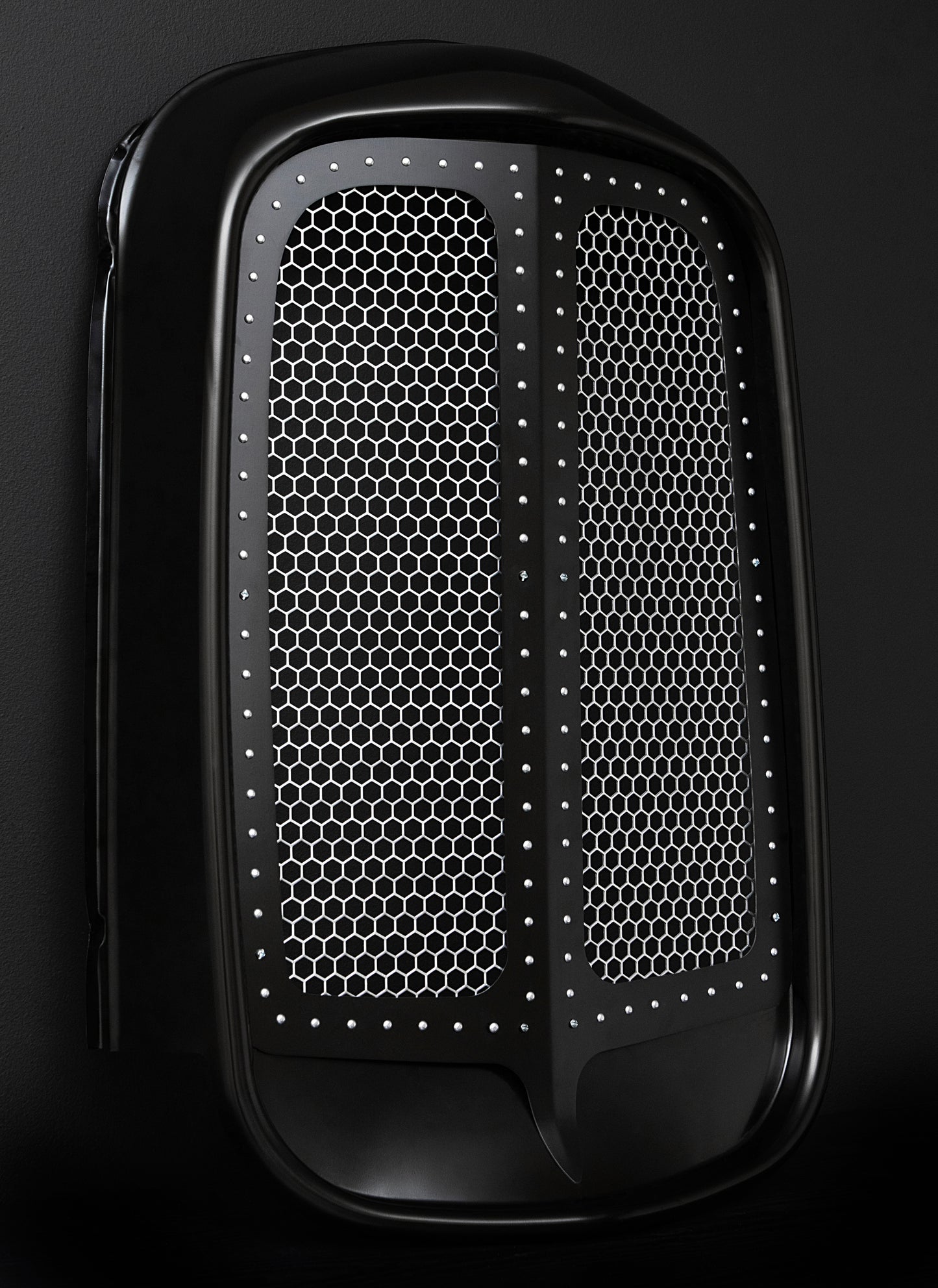 1932 Ford (Shorty) Black Grille Shell Frame + Silver Hex Mesh + Silver Rivets
