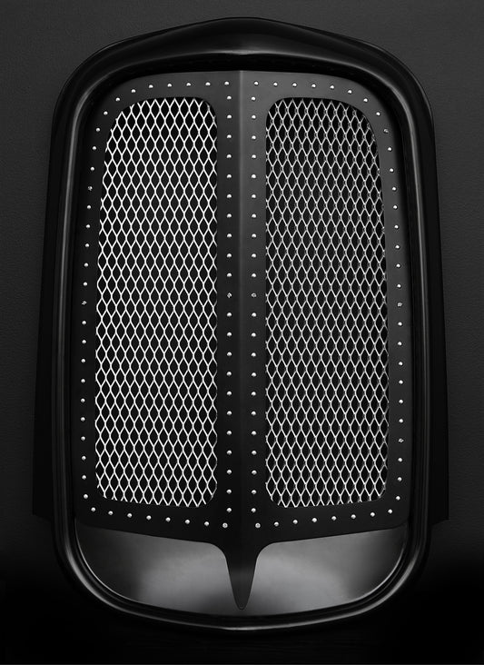 1932 Ford (Shorty) Black Grille Shell Frames + Silver Diamond Mesh + Silver Rivets