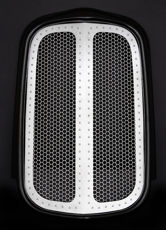 1932 Ford Silver Grille Shell Frame + Silver Hex Mesh + Silver Rivets