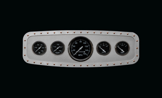 Aviation 5 Gauge Dash Insert + Silver Frame + Copper Rivets