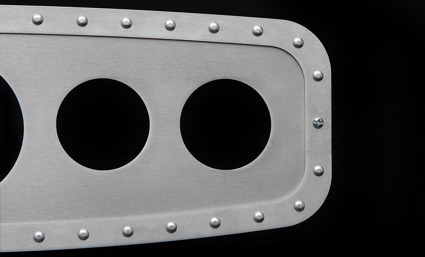 Aviation 5 Gauge Dash Insert + Silver Frame + Silver Rivets