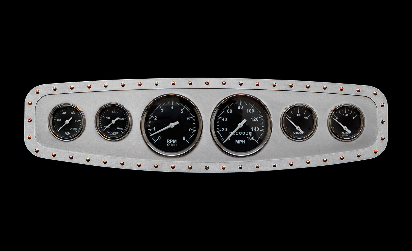 Aviation 6 Gauge Dash Insert + Silver Frame + Copper Rivets