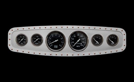 Aviation 6 Gauge Dash Insert + Silver Frame + Copper Rivets