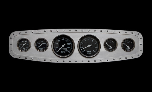 Aviation 6 Gauge Dash Insert + Silver Frame + Silver Rivets