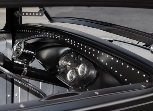 1930-1931 Ford Model A Aluminum Dash Rail Inlays - Black w/ Aviation Rivets