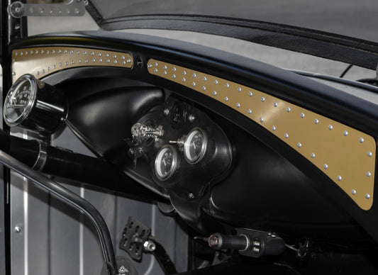 1930-1931 Ford Model A Aluminum Dash Rail Inlays - Brass w/ Aviation Rivets