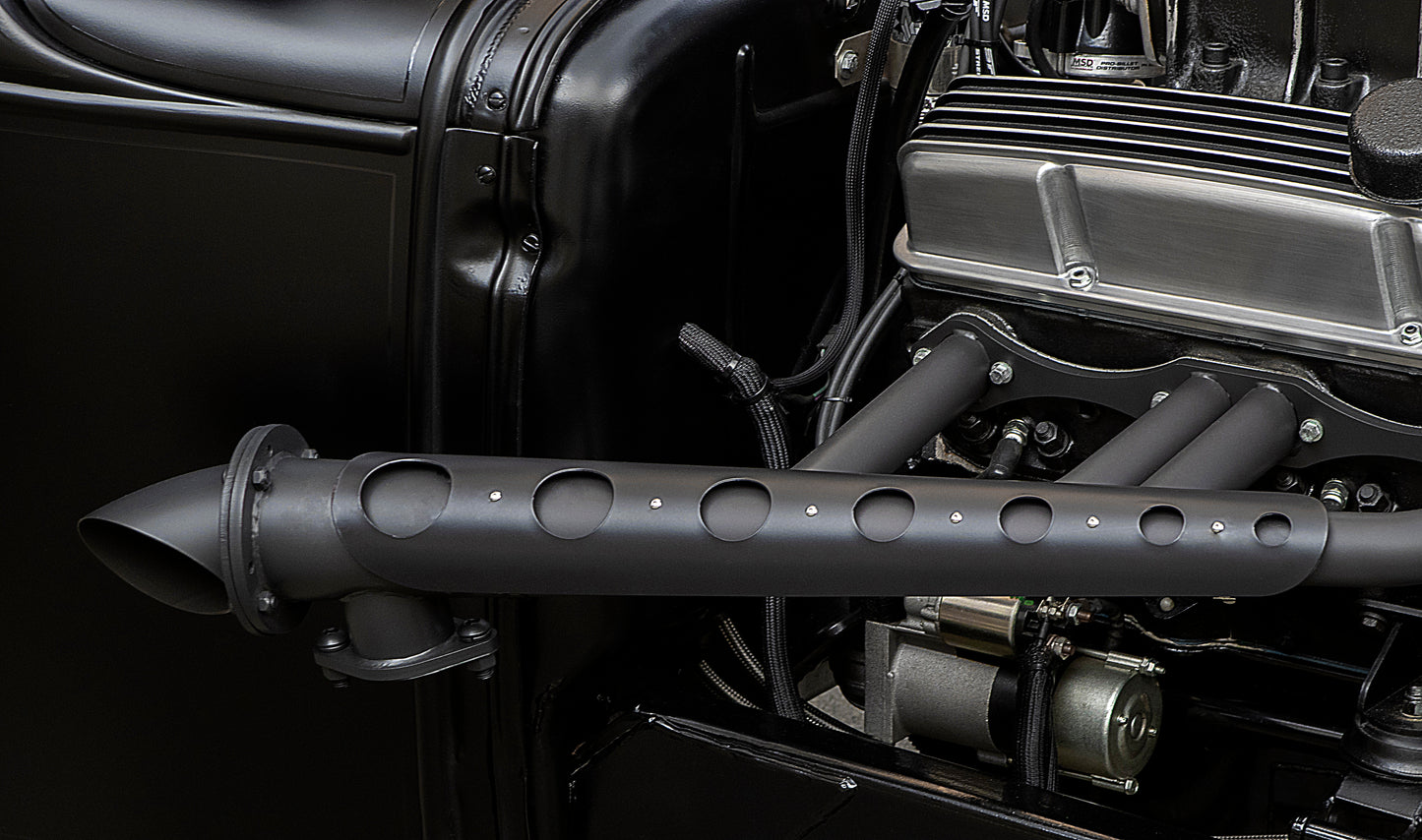 Lake-Style Header Guard Heat Shields - Black Cerakote Finish